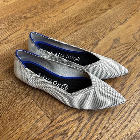 EUC Rothy's Women's Gray Point Flats 6.5 - also have 8.5 diamond twill in closet - Picture 2 of 6